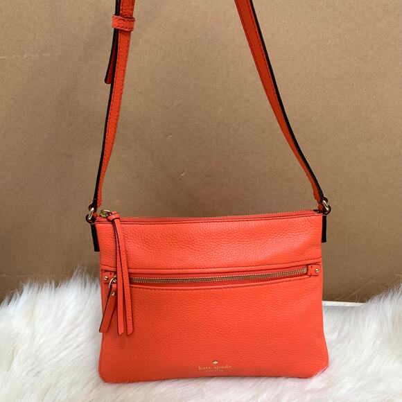 KATE SPADE New York Jackson St GABRIELE Pebbled Leather Crossbody in Warm Guava - Picture 16 of 16